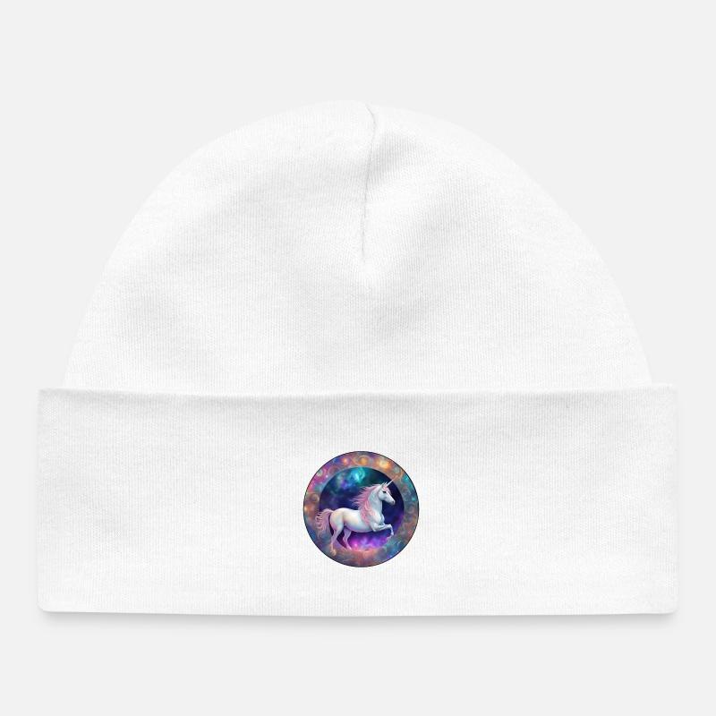 Cercle de licorne galactique - Bonnet bébé bio - blanc