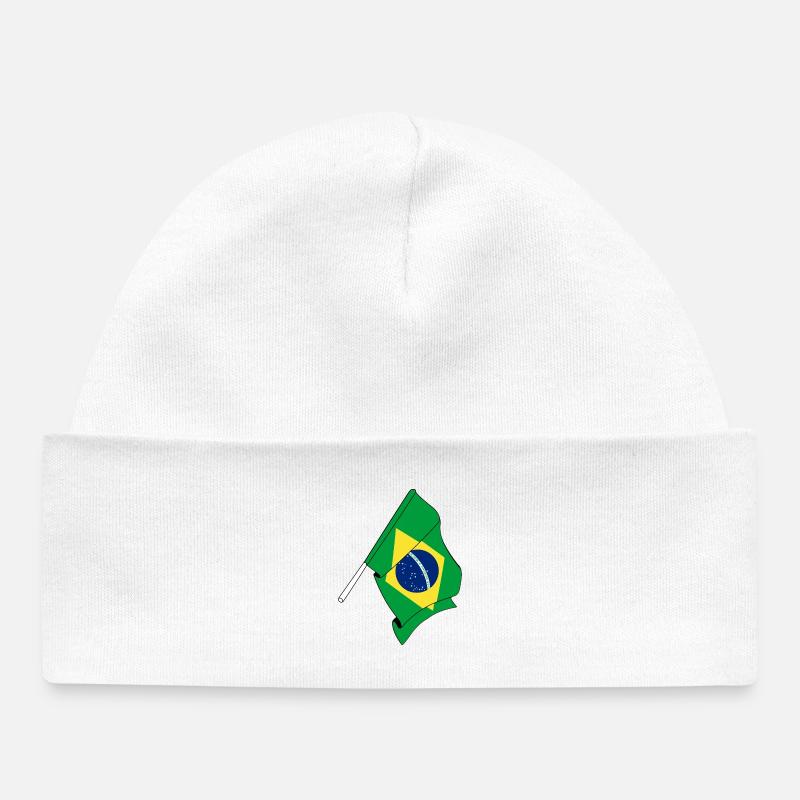Drapeau du Brésil - Bonnet bébé bio - blanc