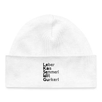 Österreichisch / Bayrische Leberkassemmel Gurkerl - Baby Organic Mütze - Weiß - Vorne