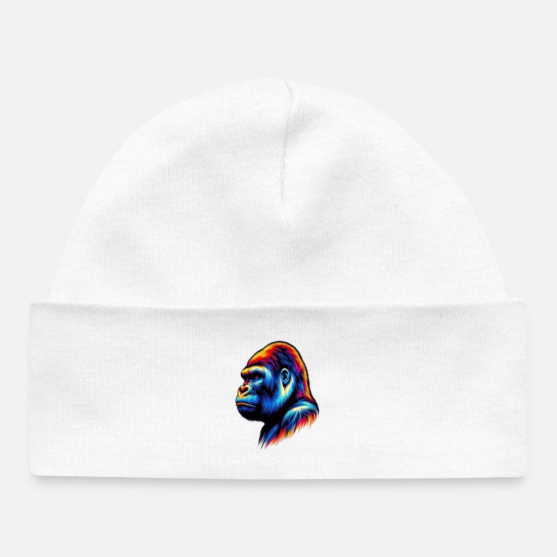 Gorille - Bonnet bébé bio - blanc