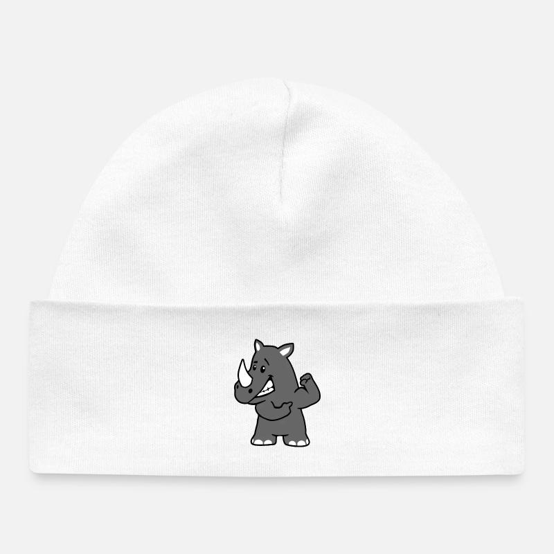 Rhinocéros costaud - Bonnet bébé bio - blanc