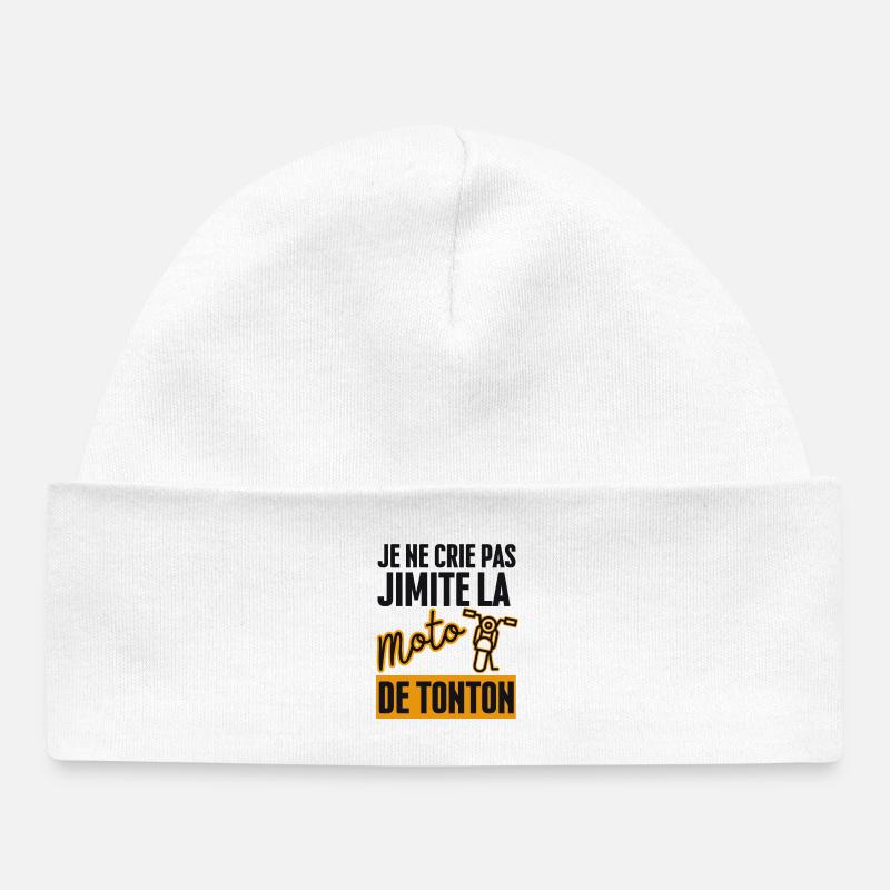 Je ne Crie pas J'imite la Moto de Tonton - Bonnet bébé bio - blanc
