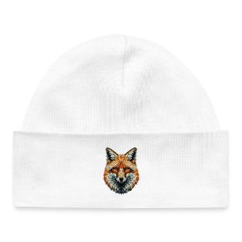 Renard dans le style mosaïque - Bonnet bébé bio - blanc - Devant
