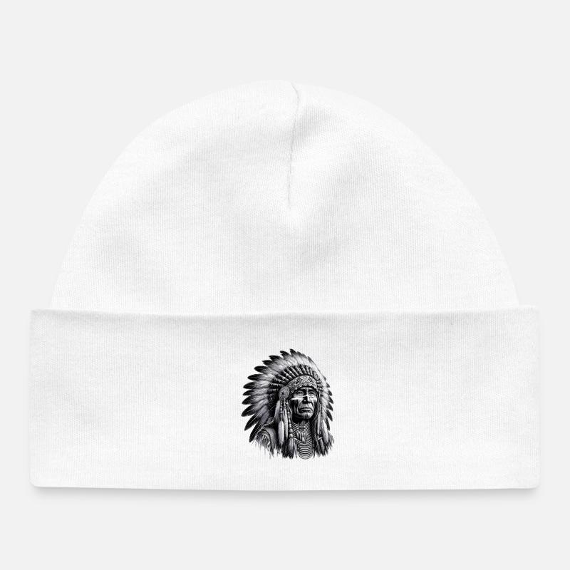 Amérindien Peau rouge d’Amérique - Bonnet bébé bio - blanc