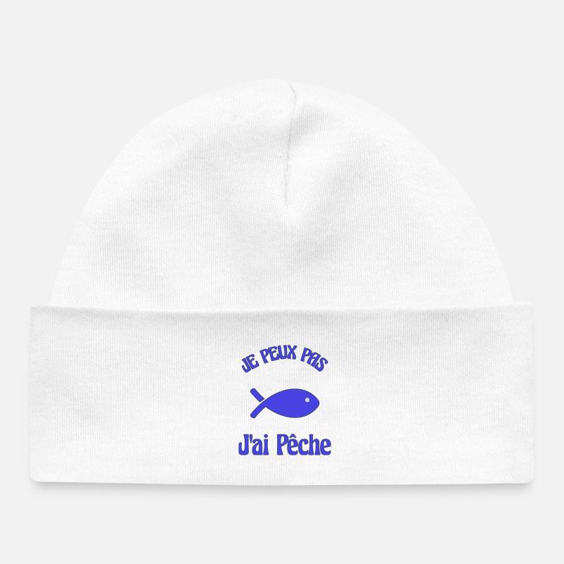 JE PEUX PAS. PÊCHE. POISSON. POISSON D'AVRIL - Bonnet bébé bio - blanc