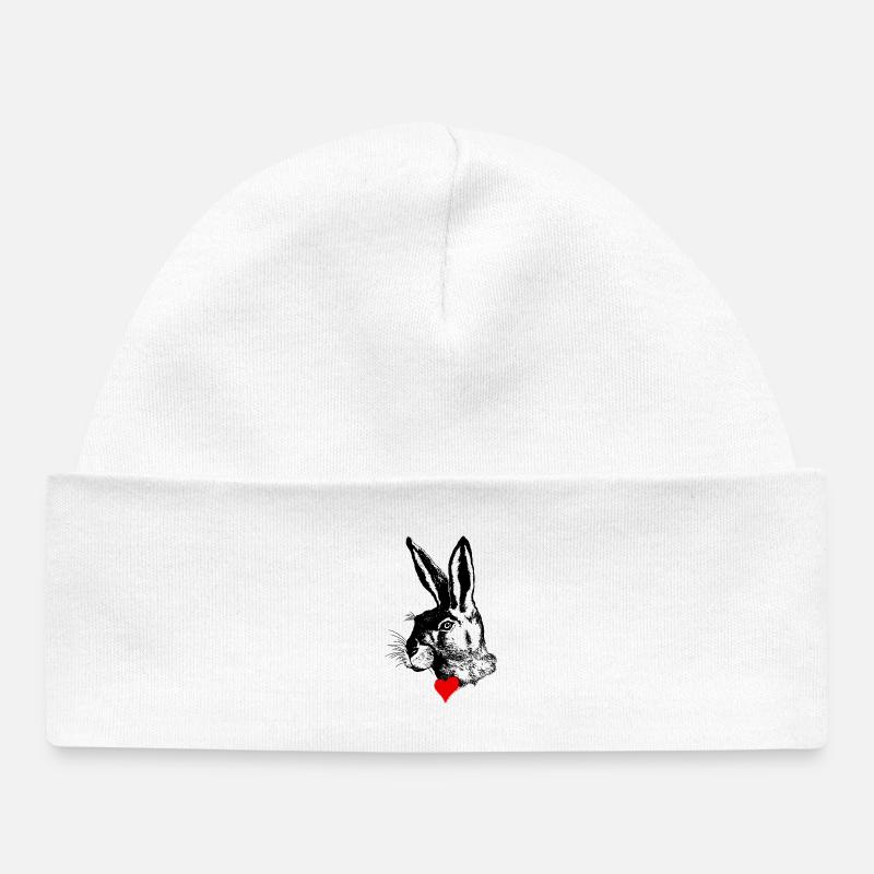 Design de lapin élégant – Lapin de Pâques - Bonnet bébé bio - blanc
