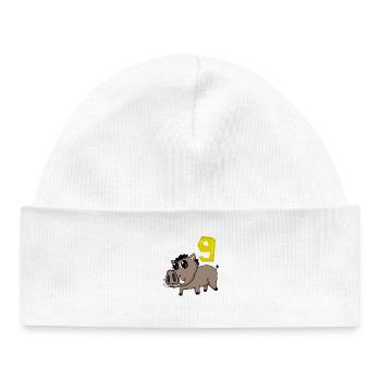 9th Birthday Motif Wild Boar - Nine Years Old - Baby Organic Beanie - white - Front