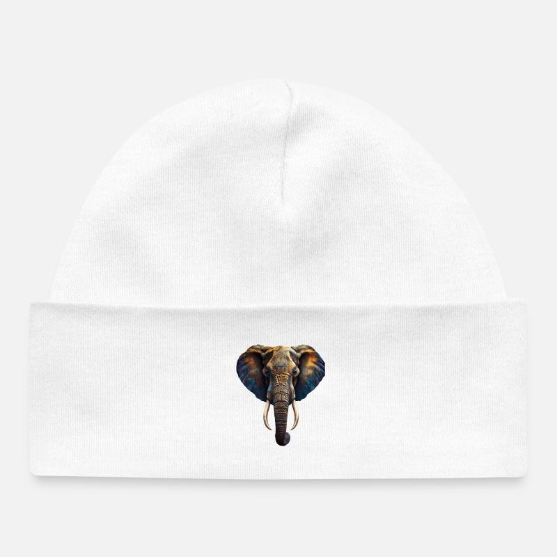 Elephant d'Afrique avec tatouage de style indien - Bonnet bébé bio - blanc
