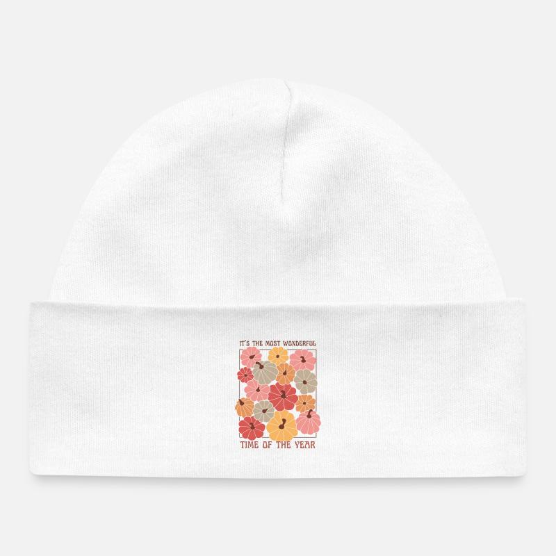 Citrouille colorée Patch Citation d’automne - Bonnet bébé bio - blanc