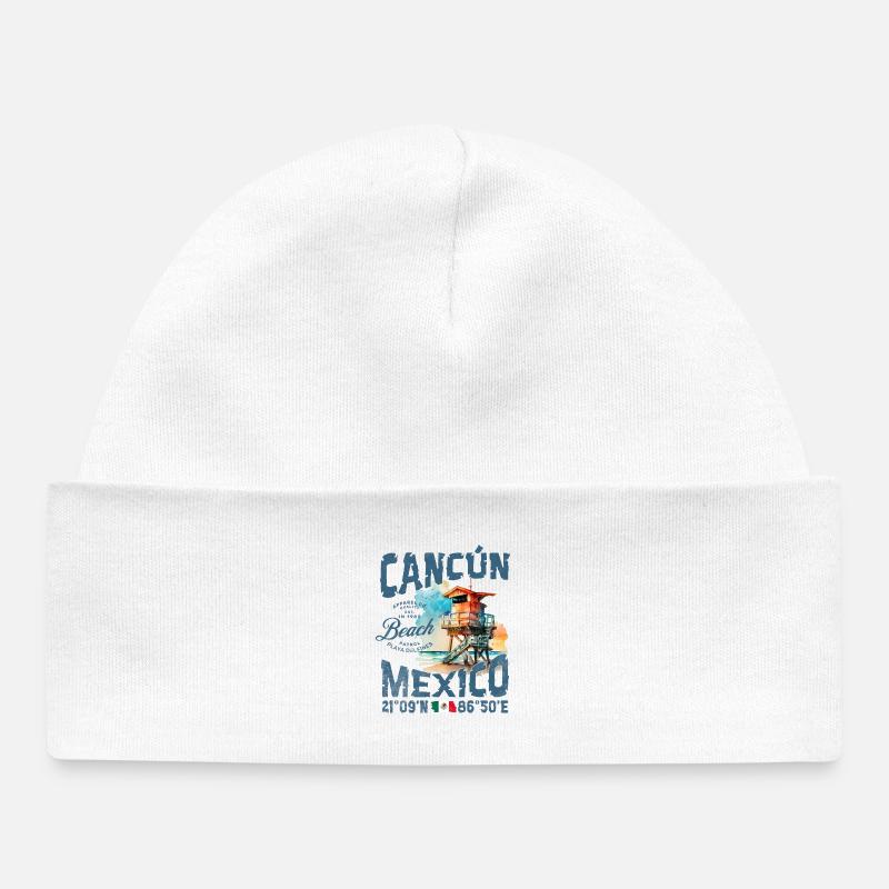 Horizon de Cancun à la Plage - Bonnet bébé bio - blanc