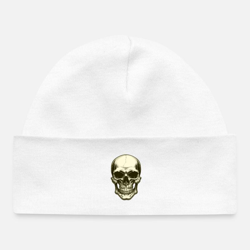 Crâne tête de mort - Bonnet bébé bio - blanc