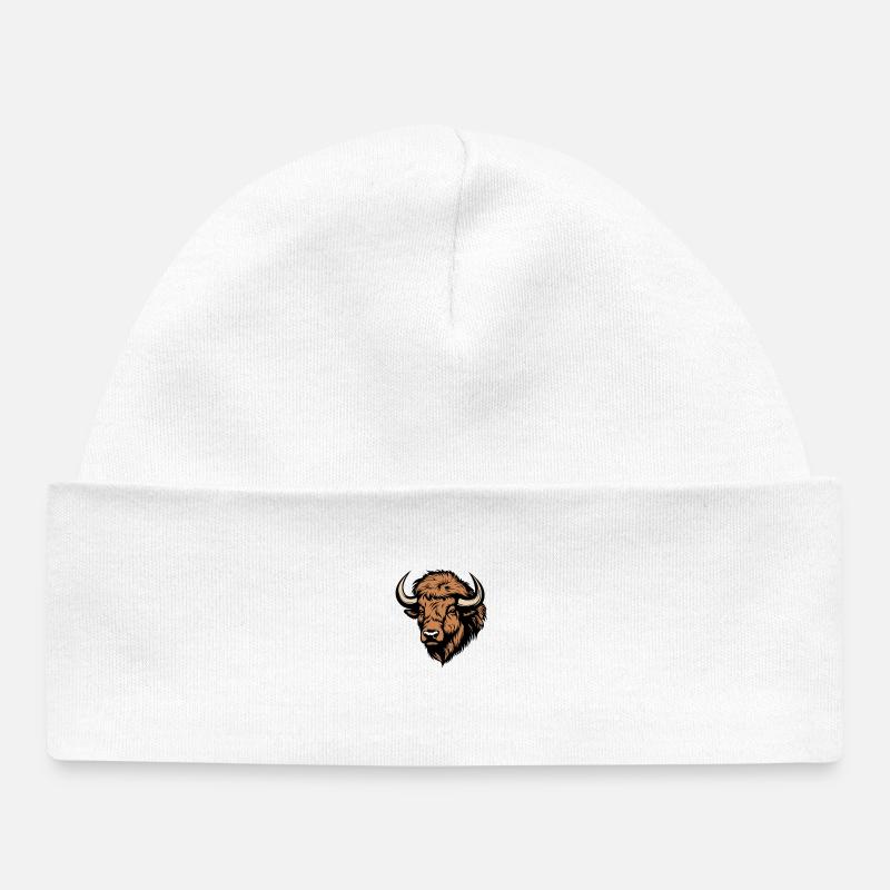 Bison résilient - Bonnet bébé bio - blanc