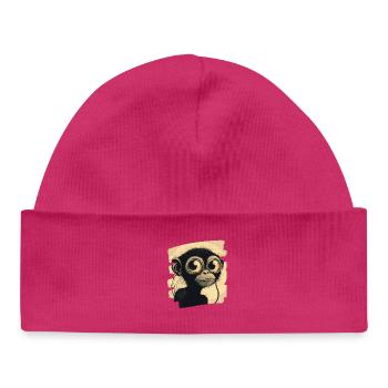 Monkey - Baby Organic Beanie - hot pink - Front
