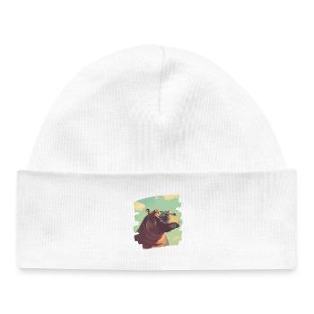 Nilpferd Retro - Baby Organic Mütze - Weiß - Vorne