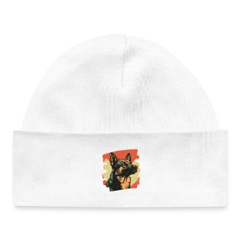 German Shepherd Retro - Baby Organic Beanie - white - Front