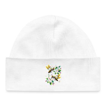 Bienen und Apfelblüten in harmonischen Farben - Baby Organic Mütze - Weiß - Vorne