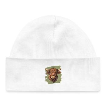 Scottish Highland cattle - Baby Organic Beanie - white - Front