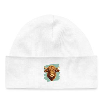 Scottish Highland cattle - Baby Organic Beanie - white - Front