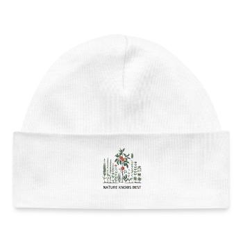 La nature sait ce qu’il y a de mieux - Conception de plantes botaniques - Bonnet bébé bio - blanc - Devant