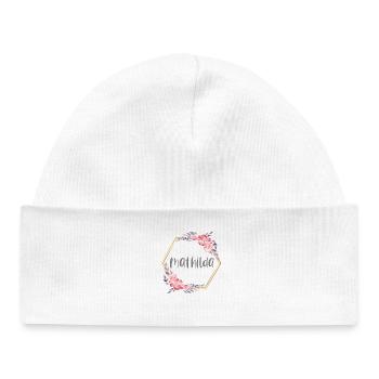 Mathilda Girl Name Personalized Gift - Baby Organic Beanie - white - Front