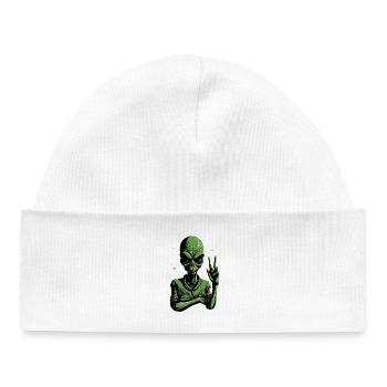 Alien Peace Sign - Baby Organic Mütze - Weiß - Vorne
