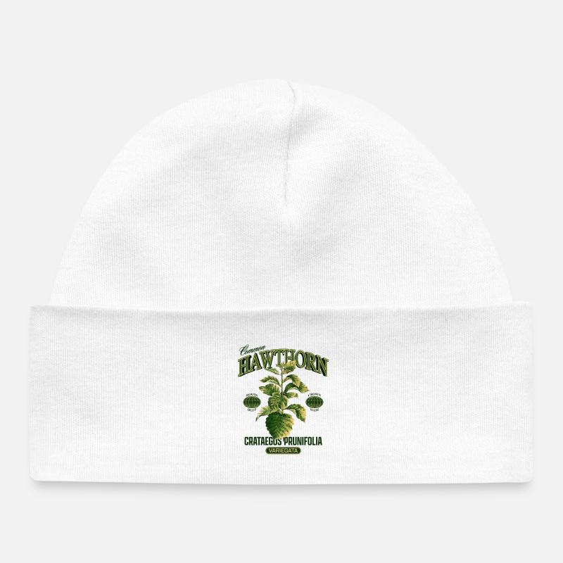 Art botanique de l’aubépine commune - Bonnet bébé bio - blanc