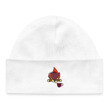 Camping feu de camp théière Camper tasse à thé - Bonnet bébé bio - blanc - Devant