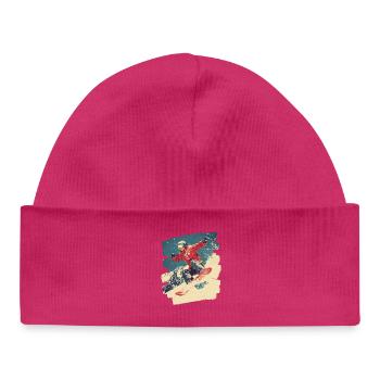 Snowboarder powder snow - Baby Organic Beanie - hot pink - Front