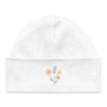 Pastell Blumenstrauß – Frühlingshaftes Design - Baby Organic Mütze - Weiß - Vorne