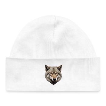 Loup Solitaire – Portrait Animalier Détaillé - Bonnet bébé bio - blanc - Devant