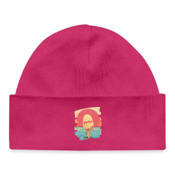 cream and cream scoop summer sunset - Baby Organic Beanie - hot pink - Front