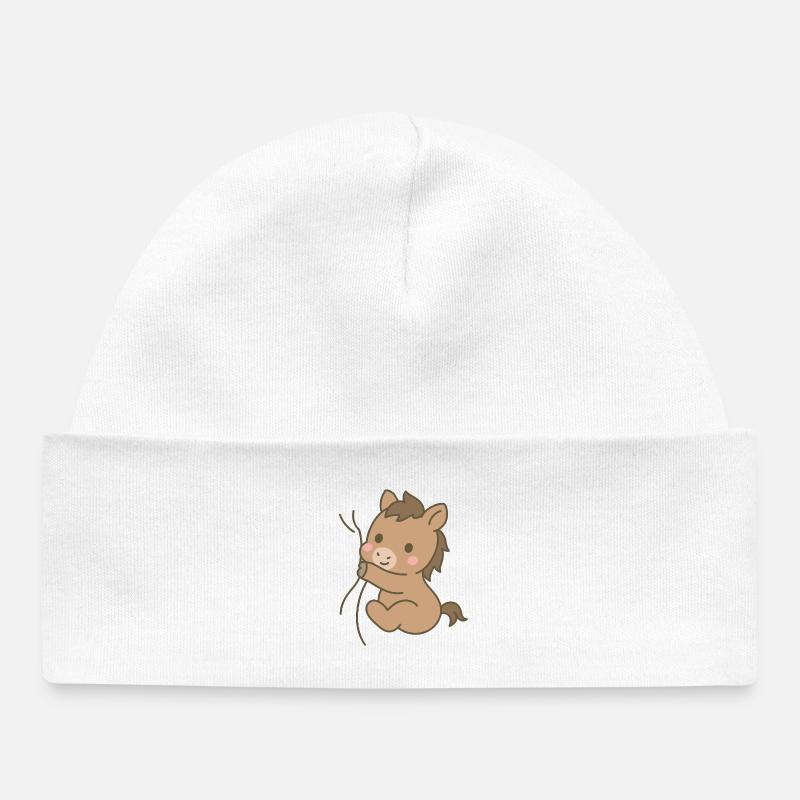 Cheval blotti - Bonnet bébé bio - blanc