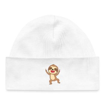Joie de paresseux heureux - Bonnet bébé bio - blanc - Devant