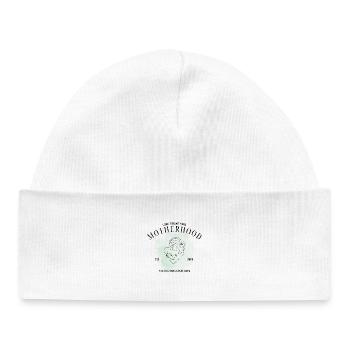 Motherhood EST 2025 – You're doing well, Mom - Baby Organic Beanie - white - Front