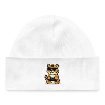 Chilliger Gamer-Tiger - Baby Organic Mütze - Weiß - Vorne