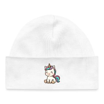 Pastel Unicorn Snuggle Dream - Baby Organic Beanie - white - Front