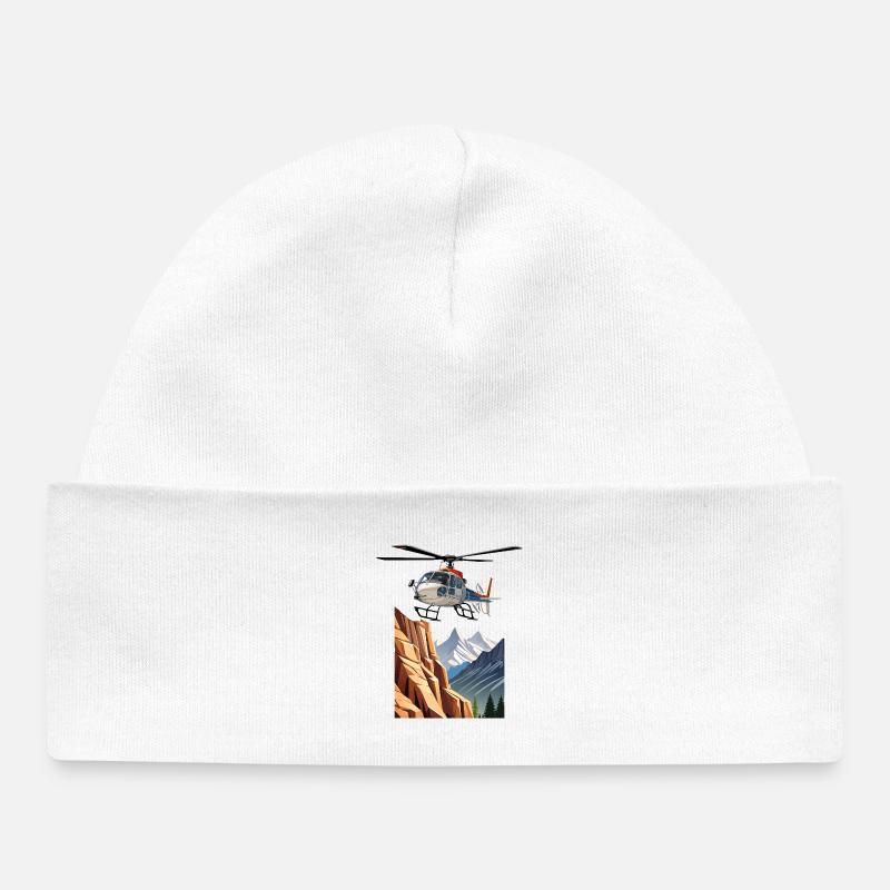 Hélicoptère en montagne - Bonnet bébé bio - blanc
