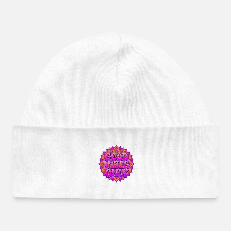 Énergie positive Mandala Rétro Boho Art - Bonnet bébé bio - blanc