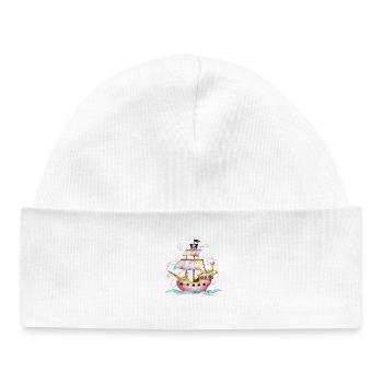 Bateau pirate imaginatif en haute mer avec - Bonnet bébé bio - blanc - Devant