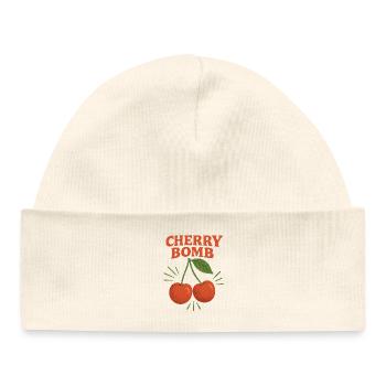 Conception graphique Cherry Bomb - Bonnet bébé bio - blanc - Devant