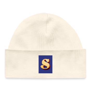 3D Light Brown Letter S Look - Baby Organic Beanie - white - Front