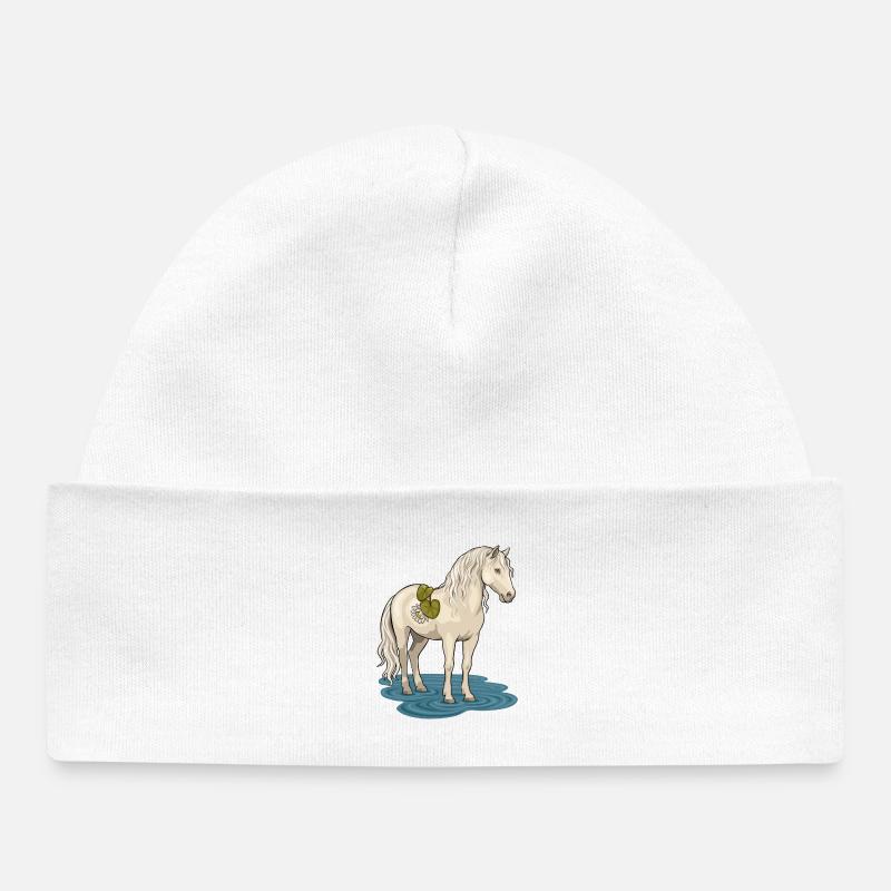 Le cheval de ruisseau - Bonnet bébé bio - blanc