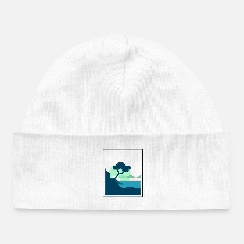 Paysage de montagne au coucher du soleil - Bonnet bébé bio - blanc