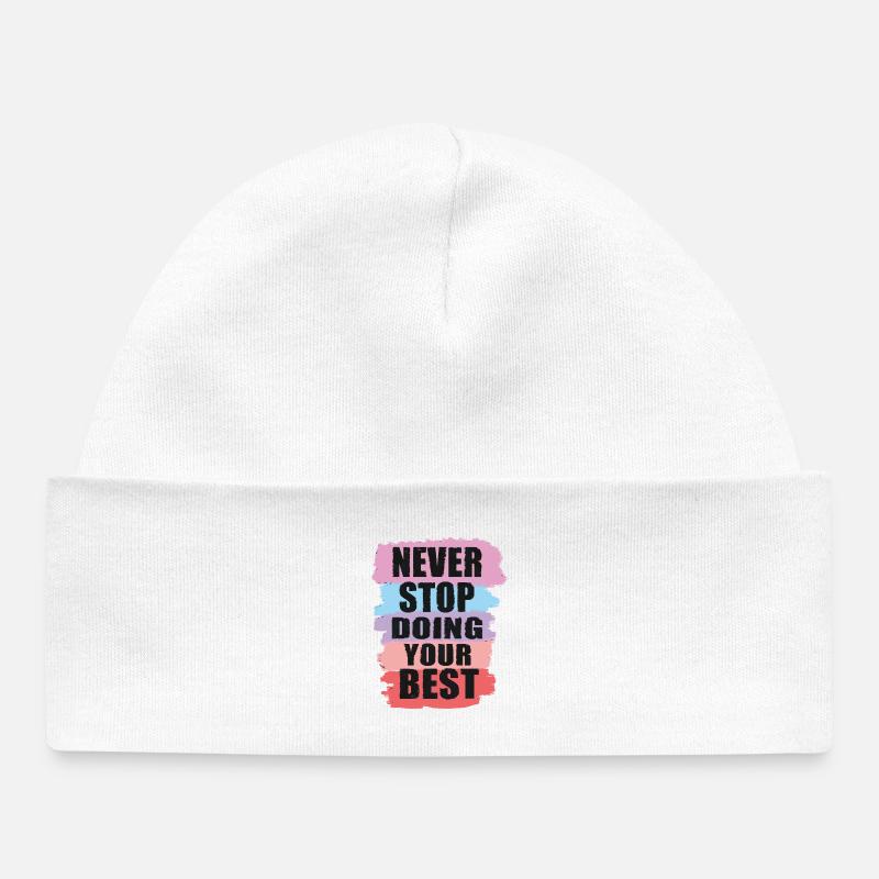 Conception motivante avec conception de texte en blocs de couleurs - Bonnet bébé bio - blanc