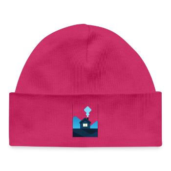 Abstract Minimalist House in Blue - Baby Organic Beanie - white - Front
