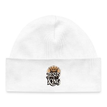 Jésus en tant que roi avec le motif de la couronne - Bonnet bébé bio - blanc - Devant