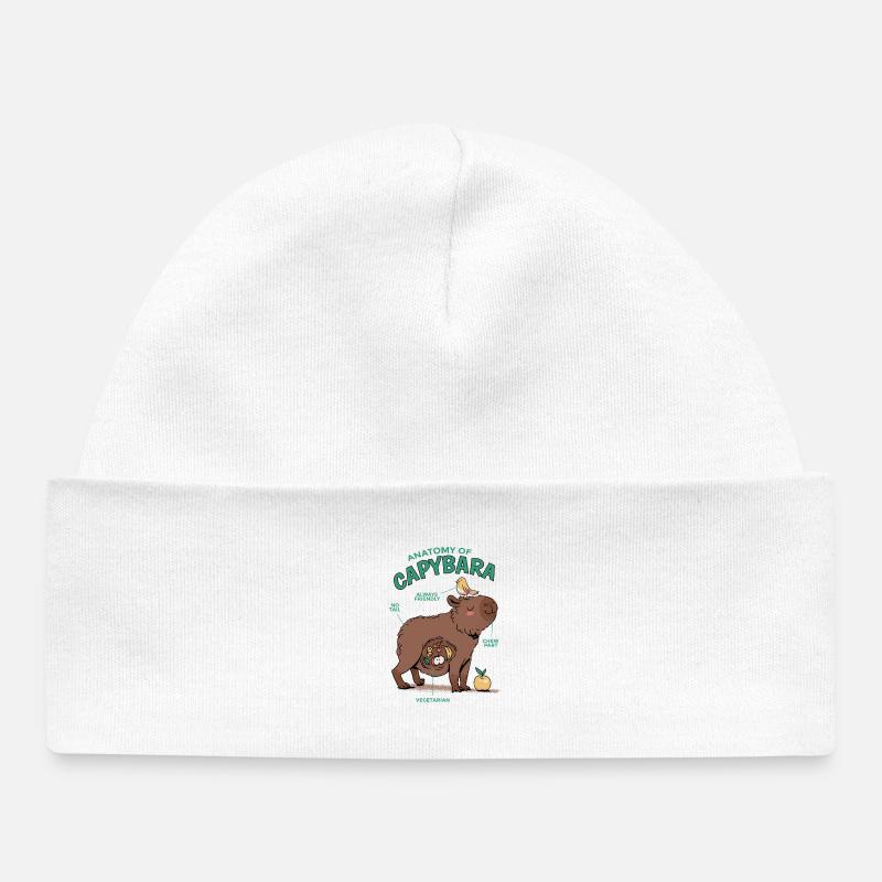 Anatomie du Capybara Illustration Amusante - Bonnet bébé bio - blanc