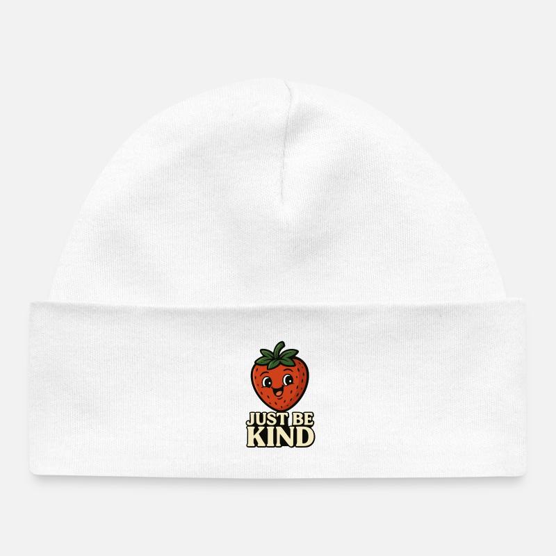 Jolie figurine de fraise avec message - Bonnet bébé bio - blanc