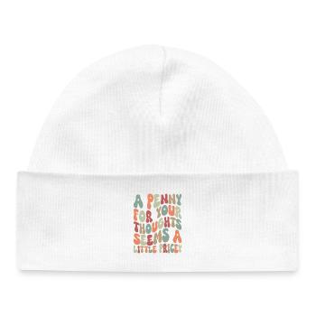 A Penny For Your Thoughts - Baby Organic Beanie - white - Front