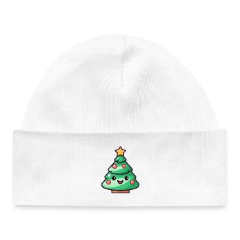 Kawaii Christmas Tree Cartoon Design - Baby Organic Beanie - white - Front